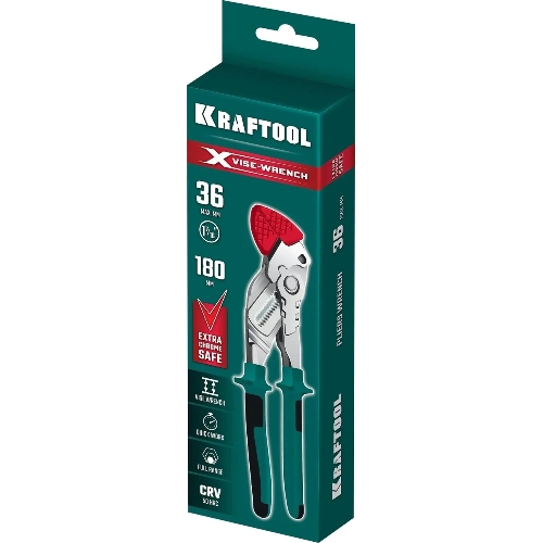 Клещи KRAFTOOL VISE-WRENCH X, 180 мм, клещи переставные-гаечный ключ
