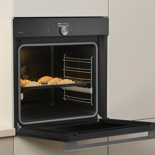 Встраиваемая электрическая духовка Gorenje BP6138B, объем 77 л, макс. температура 320 градусов, сенсорное/поворотное управление, Wi-Fi, пиролитическая очистка, телескопические направляющие на одном уровне, термощуп, AirFry, автоматические программы, динамическая система охлаждения, многоуровневое приготовление, PerfectGrill, энергоэффективность А+, черный