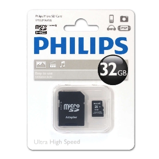 Флеш карта microSD 64Gb PHILIPS microSDHC Class 10 (SD адаптер)