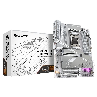 Материнская плата Gigabyte X870 AORUS ELITE WIFI7 ICE, AM5, AMD X870, 4xDDR5, 4xSATA, 4xM.2, 1xPCI-E 5.0 x16, 1xPCI-E 4.0 x4, 1xPCI-E 3.0 x2, 1xHDMI, 1x 2.5Gb LAN, 2xUSB-C 4.0, 2xUSB 3.2 Gen 2, 4xUSB 3.2 Gen 1, 4xUSB 2.0, 2x3.5 мм, 7.1, ATX