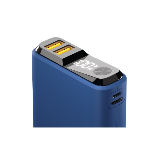 Портативный аккумулятор OLMIO QS-10, 10000mAh, 22.5W, QuickCharge3.0/PowerDelivery, LCD, темно-синий