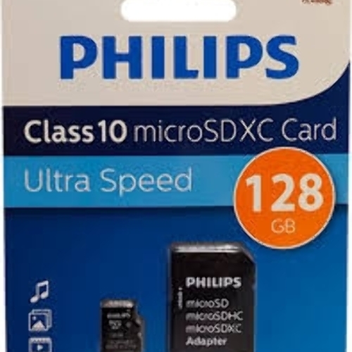 Флеш карта microSD 128GB PHILIPS microSDHC Class 10 (SD адаптер)