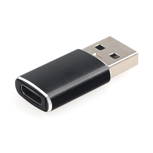 Переходник USB3.1 Cablexpert A-USB3.1-AMCF, AM/Type-C(F), 5 Гбит/с, QC3.0, метал.корпус, Pro, черный, пакет