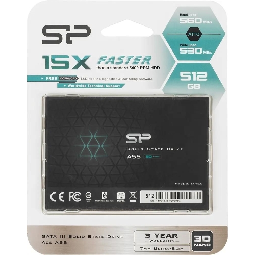 Накопитель SSD Silicon Power Ace A55, 512Gb, SATA III, 2.5
