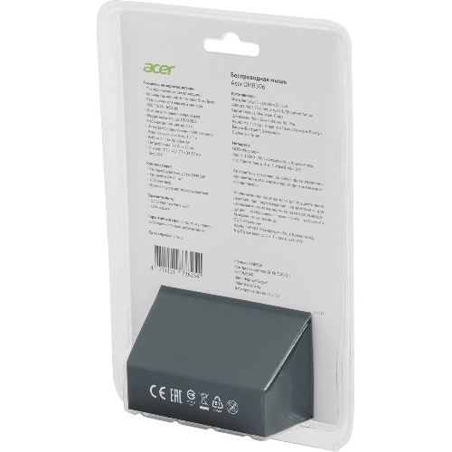 Мышь беспроводная Acer OMR306 черный/серый, 1600 dpi, радиоканал, USB, кнопки - 6