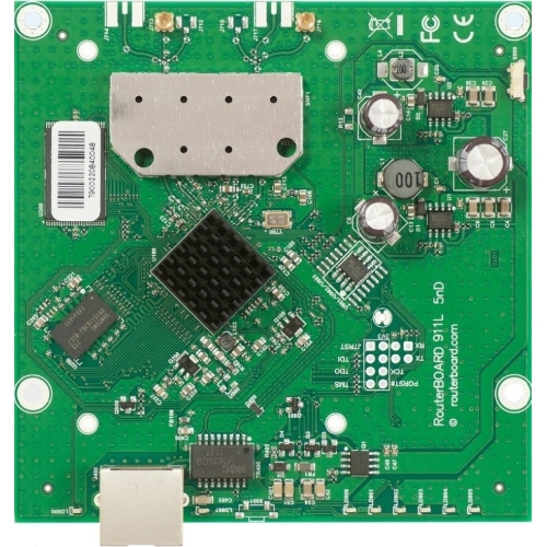 Плата роутера MikroTik 911 Lite5 dual with 600MHz Atheros CPU, 64MB RAM, 1x LAN, built-in 5Ghz 802.11a/n 2x2 two chain wireless, 2xMMCX connectors, RouterOS L3