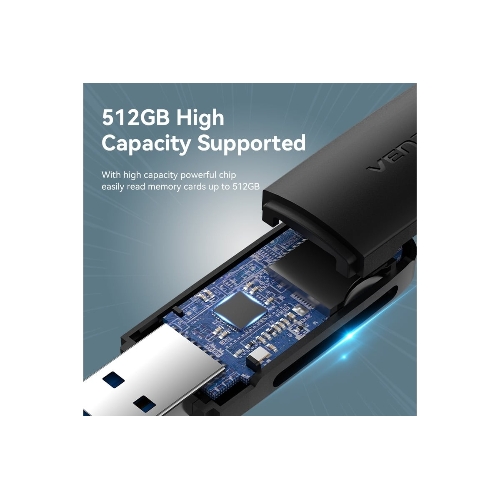 Кард-ридер Vention CLGB0/черный/SD,SDHC,SDXC,TF,micro-SD,micro-SDXC,miсro-SDHC/USB 3.0/пластик