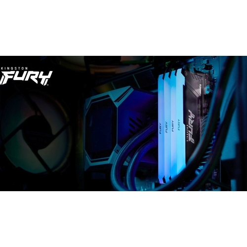 Оперативная память Kingston Fury Beast, DDR4, 16GB (2x8GB), 3600MHz, CL17, DIMM, с радиаторами, RGB, черный