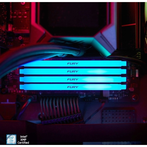 Оперативная память Kingston Fury Beast, DDR4, 16GB (2x8GB), 3600MHz, CL17, DIMM, с радиаторами, RGB, черный