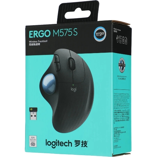 Трекбол Logitech M575S черный оптическая 2000dpi беспров. BT/Radio USB2.0 (910-007035)