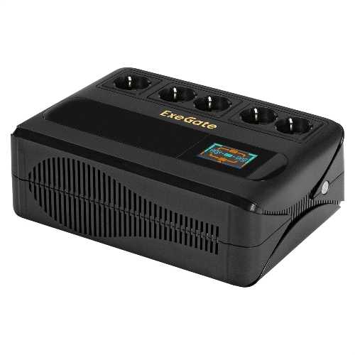 Источник бесперебойного питания ExeGate NEO Smart BU-800.LCD.AVR.5SH 800VA/480W, цветной LCD-дисплей, AVR, 5*Schuko, черный