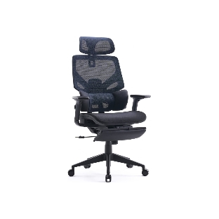 Кресло Cactus CS-CHR-MC01-BLBK синий, сетка, подголовник, подставка для ног