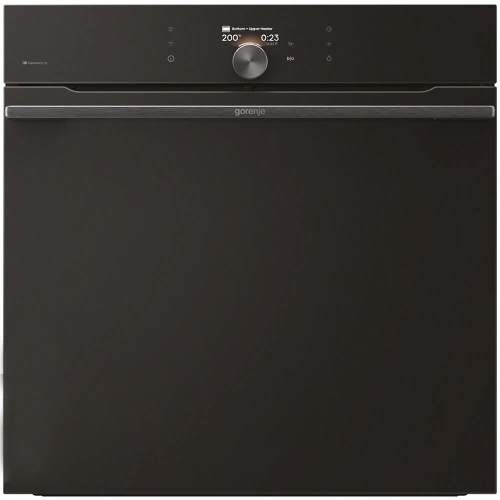Встраиваемая электрическая духовка Gorenje BP6138B, объем 77 л, макс. температура 320 градусов, сенсорное/поворотное управление, Wi-Fi, пиролитическая очистка, телескопические направляющие на одном уровне, термощуп, AirFry, автоматические программы, динамическая система охлаждения, многоуровневое приготовление, PerfectGrill, энергоэффективность А+, черный