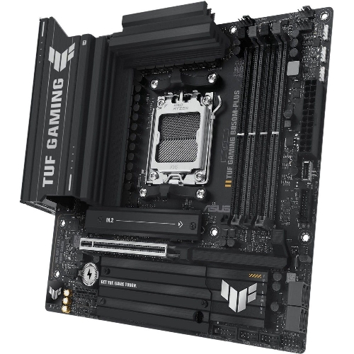 Материнская плата ASUS TUF Gaming B850M-Plus, AM5, AMD B850, 4xDDR5, 4xSATA, 3xM.2, 1xPCIe 5.0 x16, 1xPCIe 4.0 x4, 1xPCIe x1, 1xDP, 1xHDMI, 1x2.5Gb LAN, 4xUSB 2.0, 4xUSB 3.2 Gen 1, 3xUSB 3.2 Gen 2, 1xUSB-C, 3x3.5 мм, 7.1, mATX