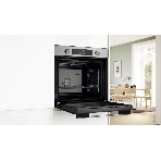 Духовой шкаф электрический Bosch HJA737BR0 Serie 4, 60 см, 76 л,нержавеющая сталь, Auto Pilot 10, 3D Hotair,класс энергоэффективности А, 7 режимов, LCD-дисплей, галогенное освещение, самоочистка EcoClean,проволочные направляющие