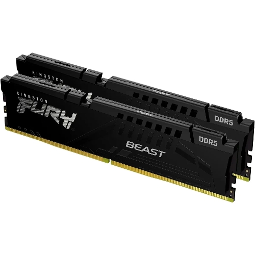 Оперативная память Kingston Fury Beast, DDR5, 32GB (2x16GB), 5600MHz, CL36, DIMM, с радиаторами, черный