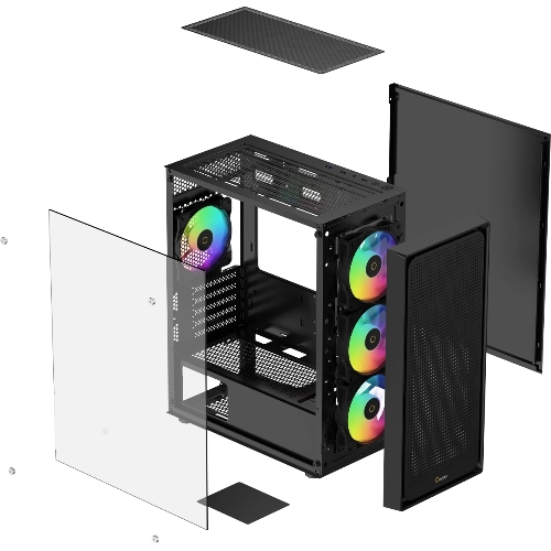 Компьютерный корпус Ocypus Gaммa C50 BK ARGb, MATX, USB 3.0*1+USB 2.0*2, FRONT 3x120мм ARGb, REAR 1x120мм ARGb