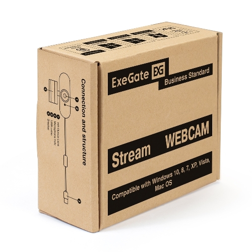 Веб-камера ExeGate Stream HD-4000 3840x2160, 30 кадр/с, USB Type-A, микрофон (2 шт, шумоподавление), шторка приватности, автоматическая фокусировка, универсальное крепление, штатив в комплекте