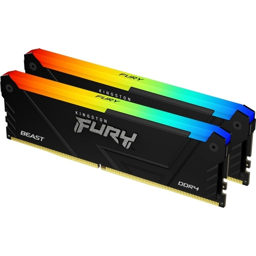 Оперативная память Kingston Fury Beast, DDR4, 16GB (2x8GB), 3600MHz, CL17, DIMM, с радиаторами, RGB, черный