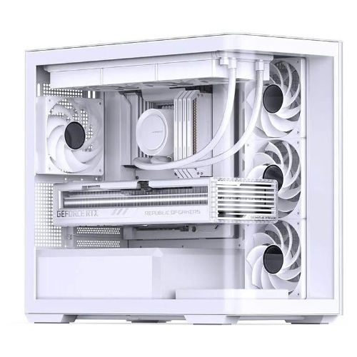 Корпус без блока питания JONSBO D300, Mini-Tower, TG, no fan, 2xUSB-A 3.2 + 1xUSB-C 3.2, mATX, mITX White