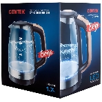 Чайник электрический Centek CT-0065 Beige стекло, 1.7 л 2200 Вт, LED-подсветка, мерная шкала, защита от вкл б/воды