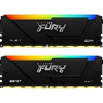 Оперативная память Kingston Fury Beast, DDR4, 16GB (2x8GB), 3600MHz, CL17, DIMM, с радиаторами, RGB, черный