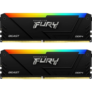 Оперативная память Kingston Fury Beast, DDR4, 16GB (2x8GB), 3600MHz, CL17, DIMM, с радиаторами, RGB, черный
