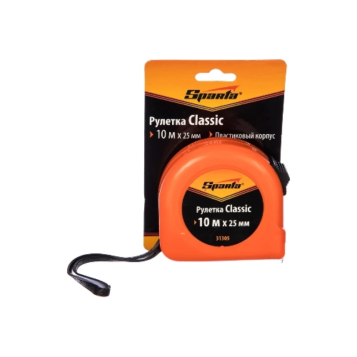 Рулетка Sparta Classic, 10 м х 25 мм, пластиковый корпус