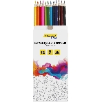Карандаши цветные Silwerhof Color 2.65 мм, трехгранный профиль, дерево, ассорти, 12 цветов, коробка с европодвесом