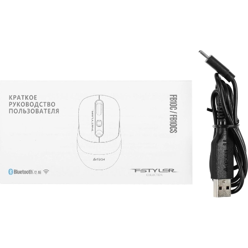 Мышь беспроводная A4Tech Fstyler FB10C черный, 2000 dpi, радиоканал, Bluetooth, USB, кнопки - 4