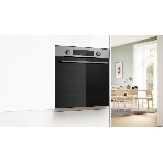 Духовой шкаф электрический Bosch HJA737BR0 Serie 4, 60 см, 76 л,нержавеющая сталь, Auto Pilot 10, 3D Hotair,класс энергоэффективности А, 7 режимов, LCD-дисплей, галогенное освещение, самоочистка EcoClean,проволочные направляющие
