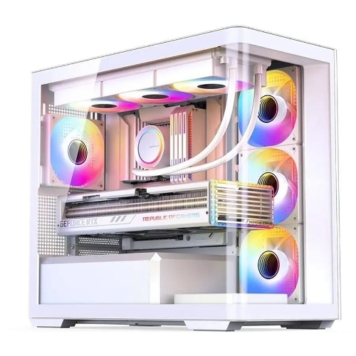 Корпус без блока питания JONSBO D300, Mini-Tower, TG, no fan, 2xUSB-A 3.2 + 1xUSB-C 3.2, mATX, mITX White