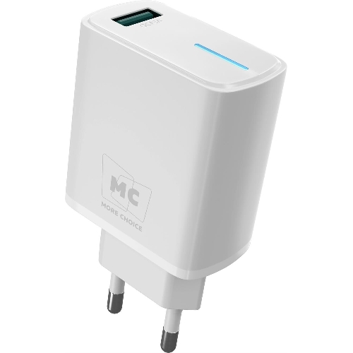Сетевое зарядное устройство MORE CHOICE (4620202555878) NC63 СЗУ 1USB 3.0A QC3.0 15W, белый