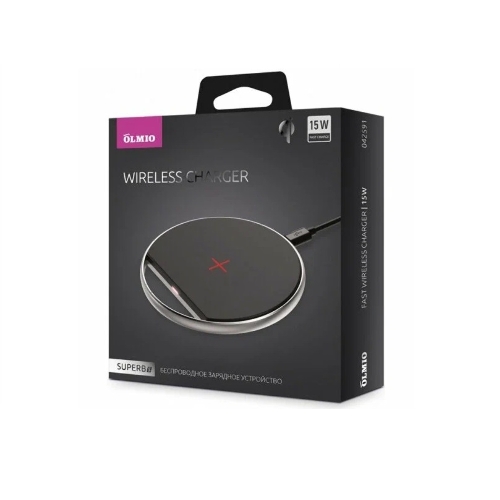 Беспроводное зарядное устройство OLMIO SUPERBs, 15W, Super Fast Charge, черный