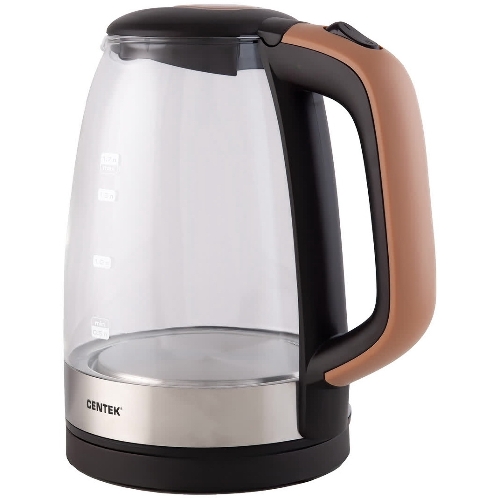 Чайник электрический Centek CT-0065 Beige стекло, 1.7 л 2200 Вт, LED-подсветка, мерная шкала, защита от вкл б/воды