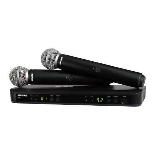 Микрофонная система SHURE BLX288E/SM58-M17 беспроводная, двухканальная, с двумя ручными передатчиками SM58. Частота UHF 662-686 МГц