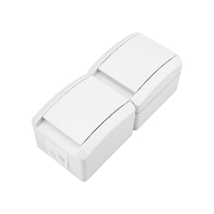 Блок вертикальный 2 розетки Kranz INDUSTRIAL IP54 с заземлением, о/у, белый