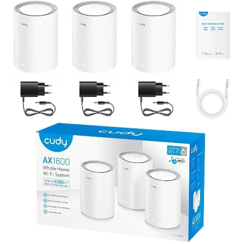 Бесшовный Mesh роутер Cudy M1800(3-Pack) AX1800 10/100/1000BASE-TX белый (упак.:3шт)