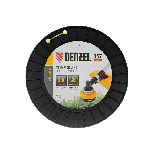 Леска для триммера Denzel витой квадрат, 2,0мм х 357м, на DIN катушке FLEX CORD