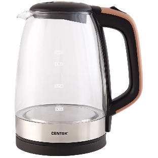 Чайник электрический Centek CT-0065 Beige стекло, 1.7 л 2200 Вт, LED-подсветка, мерная шкала, защита от вкл б/воды