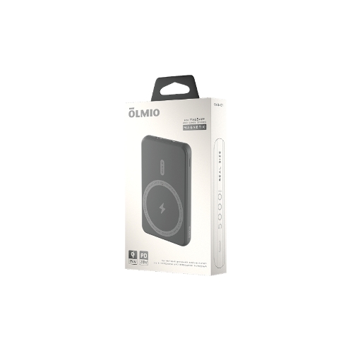 Портативный аккумулятор OLMIO QM-06, 5000mAh, 20W Type-C PD, MagSafe 15W, Soft-Touch, серый