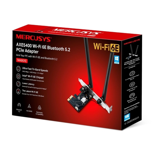Сетевой адаптер Mercusys MA86XE Трехдиапазонный адаптер PCI Express с поддержкой Bluetooth и Wi-Fi 6E AXE5400