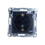 Механизм розетки 1-м СП AtlasDesign Aqua 16А IP44 с заземл. защ. шторки с прозрачной крышкой карбон SchE ATN441046