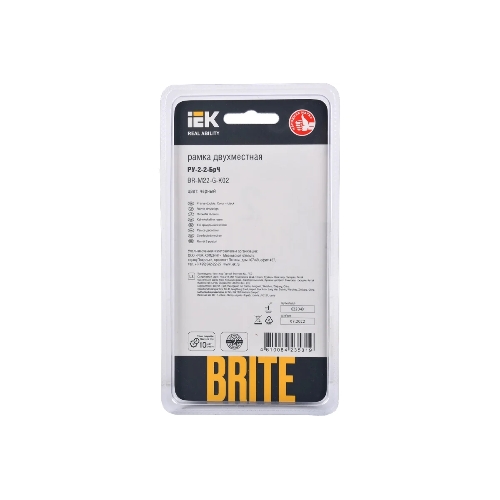 Рамка 2-местная IEK BRITE РУ-2-2-БрЧ стекло черный