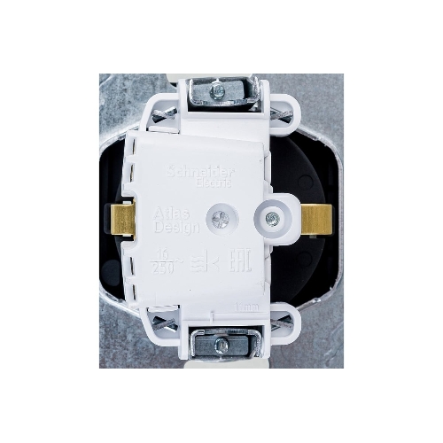 Механизм розетки 1-м СП AtlasDesign Aqua 16А IP44 с заземл. защ. шторки с прозрачной крышкой карбон SchE ATN441046