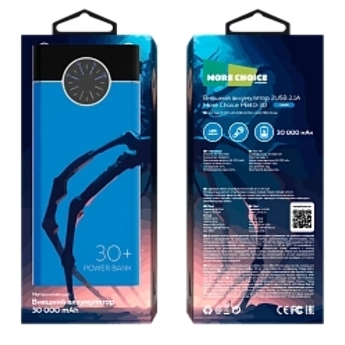 Портативный аккумулятор More choice (4610196406775) PB40-30 30000mAh Blue