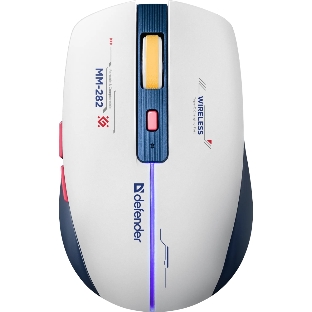 Мышь беспроводная Defender Dila MM-282 белый/синий, 1800 dpi, радиоканал, USB, кнопки - 6