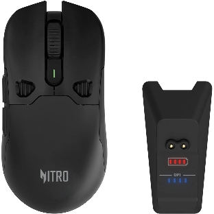 Мышь беспроводная Acer Nitro OMR404 черный, 6400 dpi, радиоканал, Bluetooth, USB, кнопки - 6