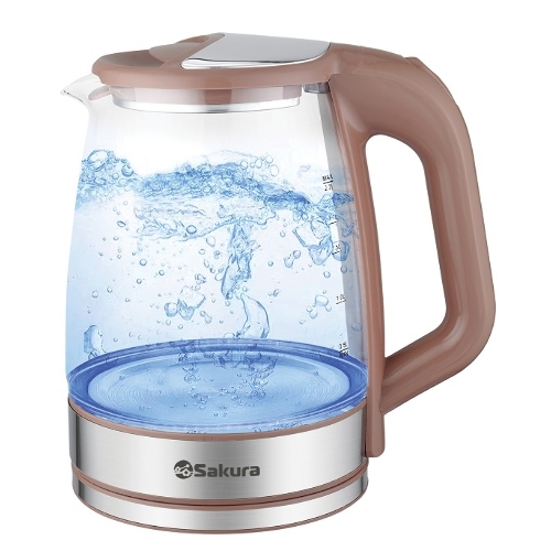 Чайник электрический Sakura SA-2722BR 2,2л,стекл,темный шоколад