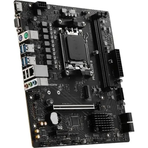 Материнская плата MSI PRO A620M-B, AM5, AMD A620, 2xDDR5, 4xSATA, 1xM.2 (PCIe 4.0 x4), 1xPCIe 4.0 x16, 1xPCIe 3.0 x1, 1xHDMI, 1xVGA, 1x2.5Gb LAN, 6xUSB-A 5Gbps, 6xUSB-A 2.0, 3x3.5 мм, 7.1, mATX